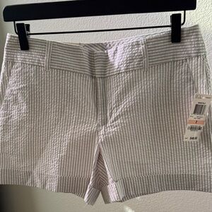 Maison Jules White and Light Gray Seersucker Shorts